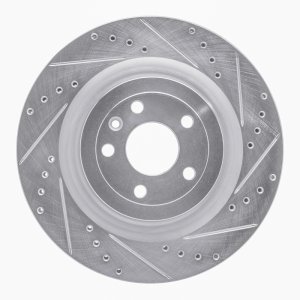 Ford Explorer Brake Rotor (1) - Front Right - R1 Concepts - Drilled & Slotted - Silver - `13-`19